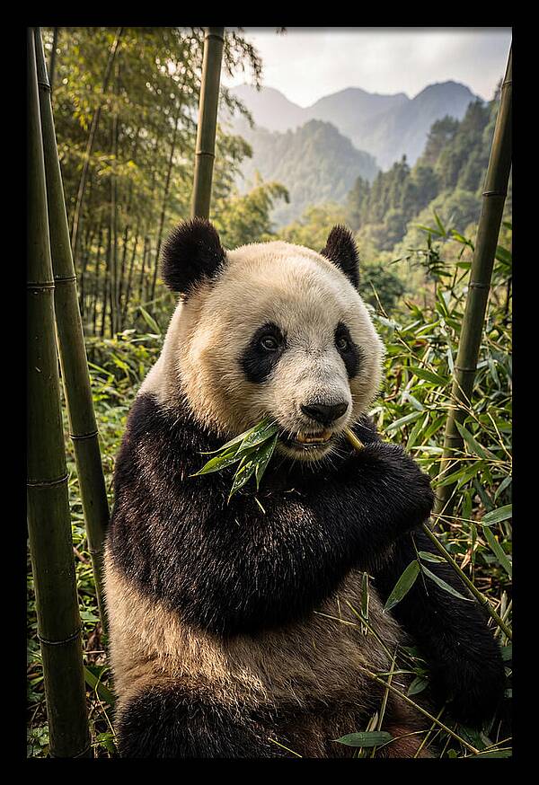 Giant Panda Enjoying Bamboo