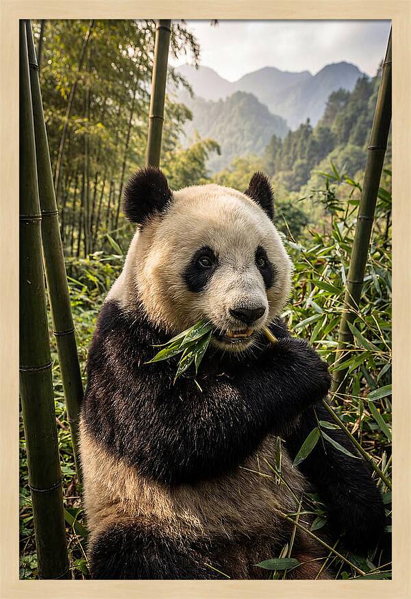 Giant Panda Enjoying Bamboo