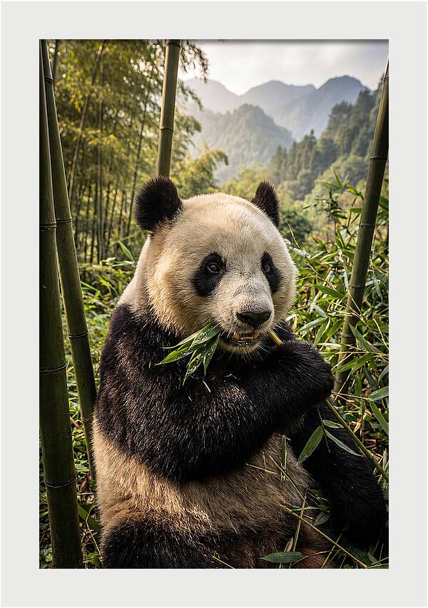Giant Panda Enjoying Bamboo