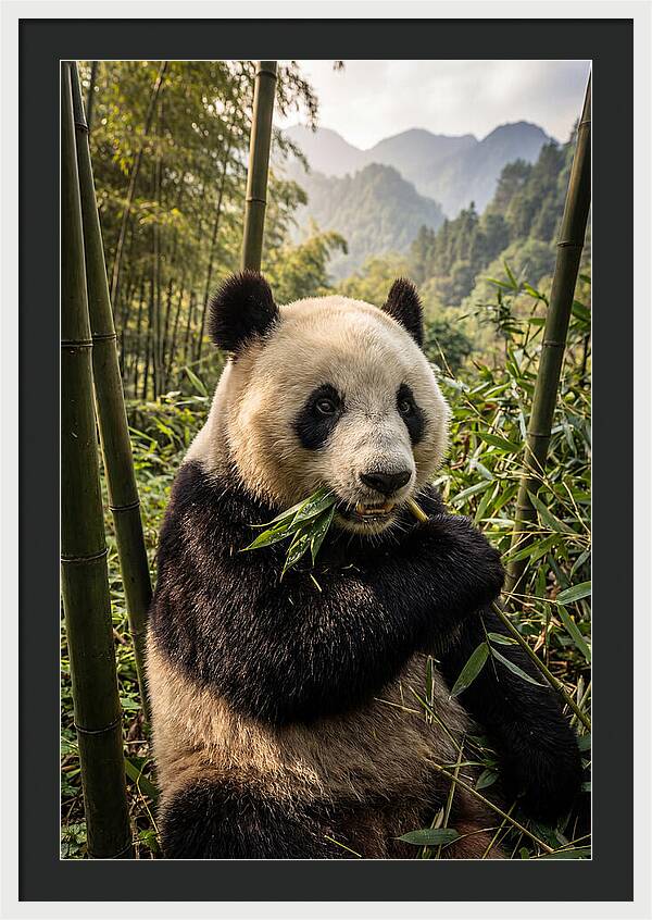 Giant Panda Enjoying Bamboo