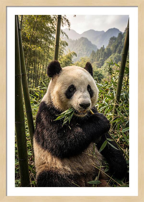 Giant Panda Enjoying Bamboo
