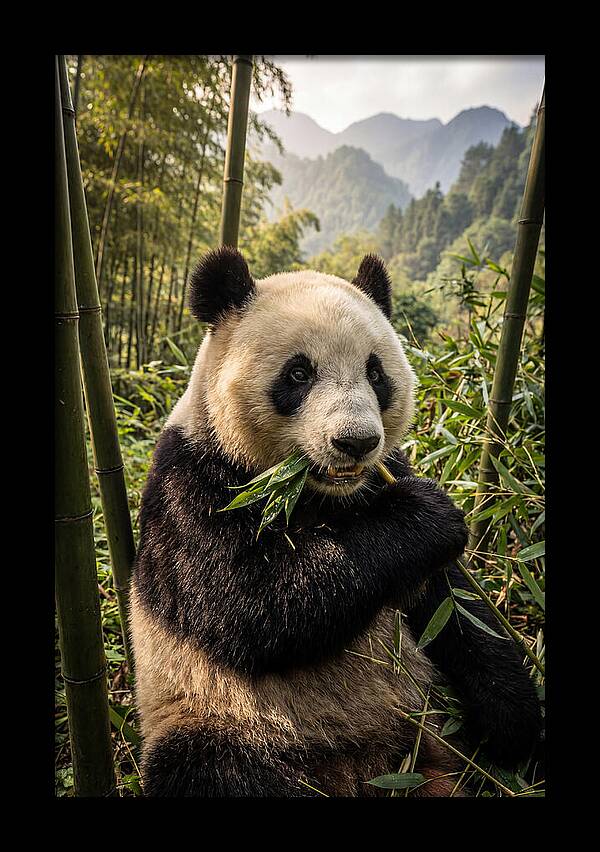Giant Panda Enjoying Bamboo