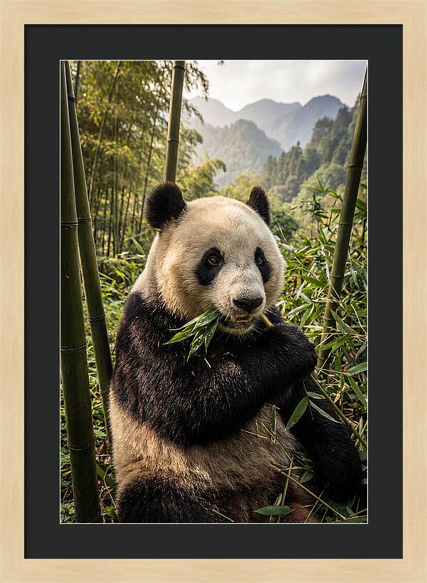 Giant Panda Enjoying Bamboo