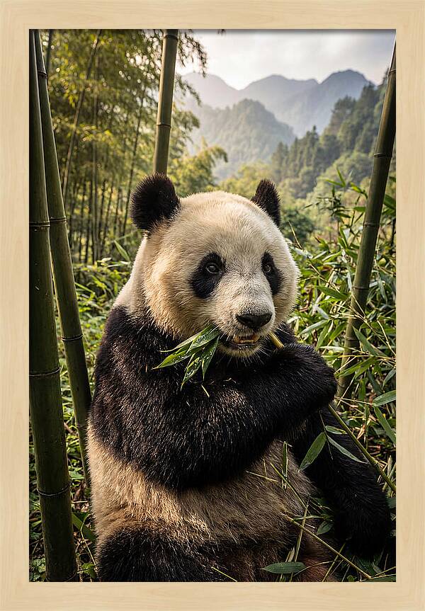 Giant Panda Enjoying Bamboo