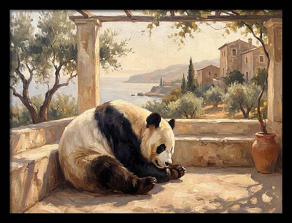 Giant Panda In A Mediterranean Setting