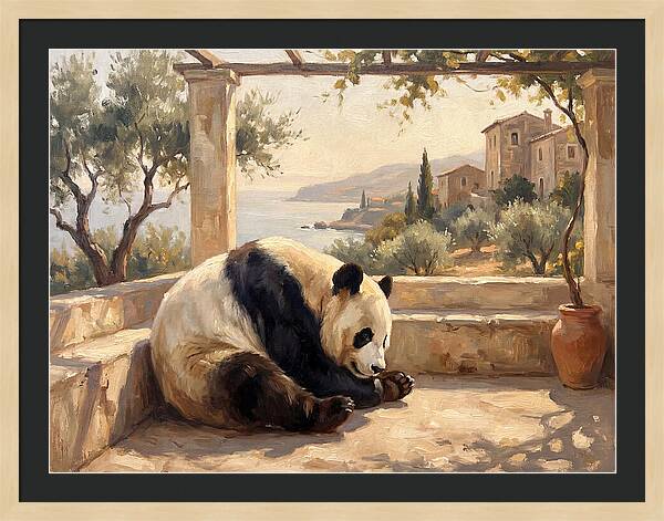 Giant Panda In A Mediterranean Setting