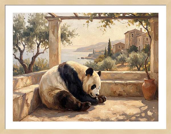 Giant Panda In A Mediterranean Setting