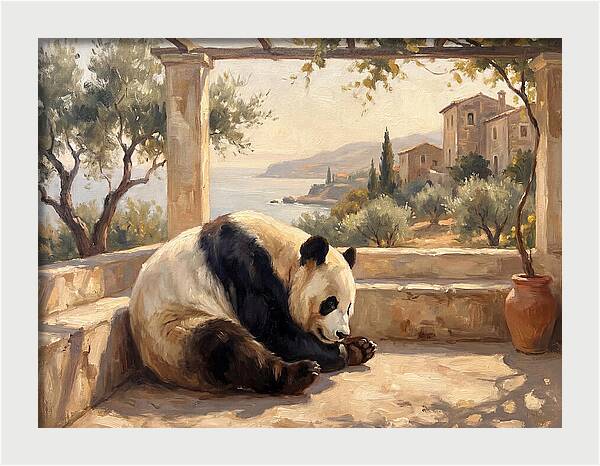 Giant Panda In A Mediterranean Setting
