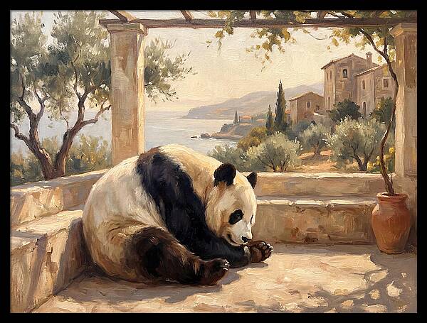 Giant Panda In A Mediterranean Setting
