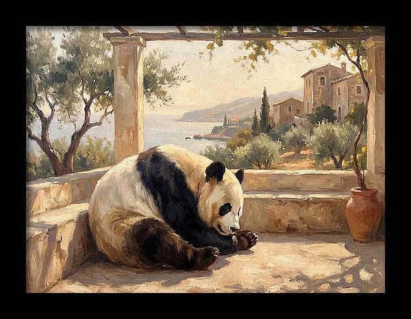 Giant Panda In A Mediterranean Setting
