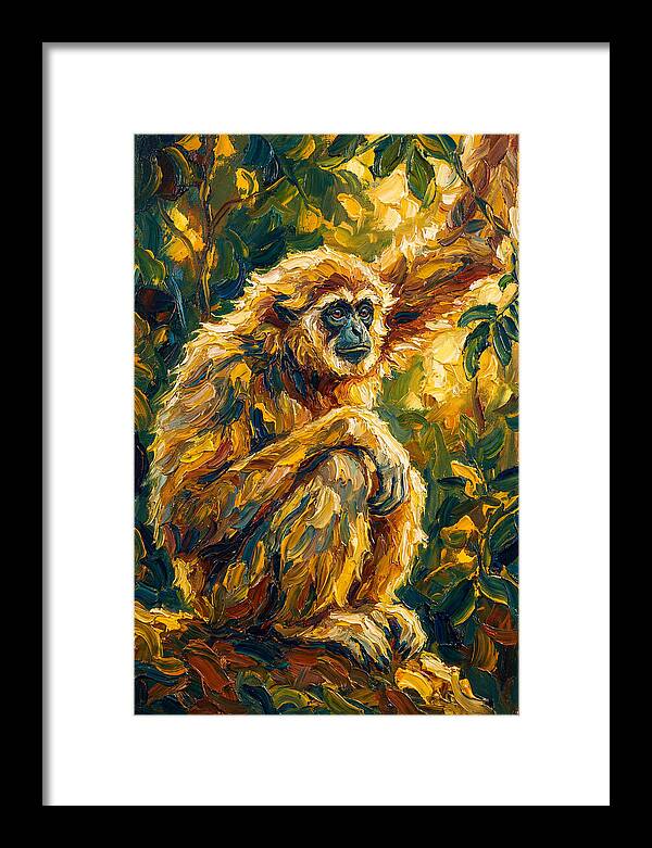 Gibbon Among Golden Leaves