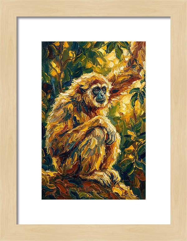 Gibbon Among Golden Leaves