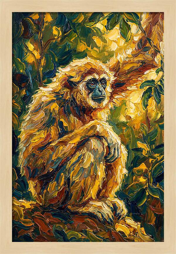 Gibbon Among Golden Leaves