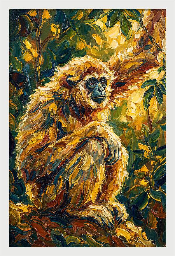 Gibbon Among Golden Leaves