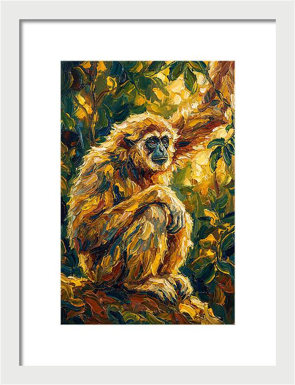Gibbon Among Golden Leaves