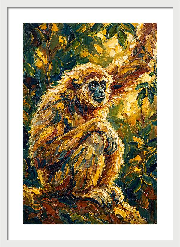 Gibbon Among Golden Leaves