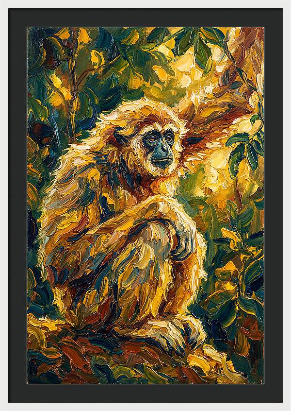 Gibbon Among Golden Leaves