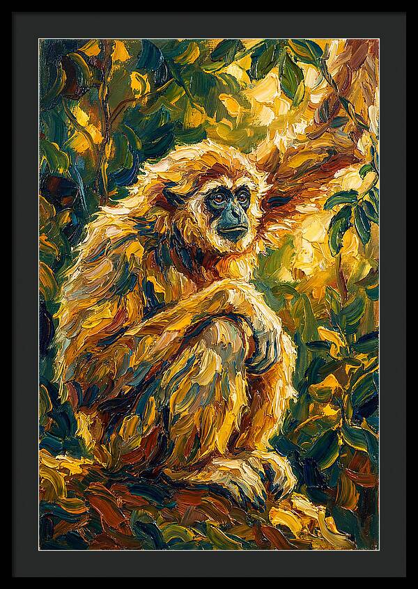Gibbon Among Golden Leaves