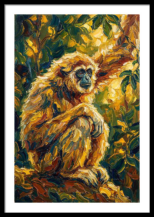 Gibbon Among Golden Leaves