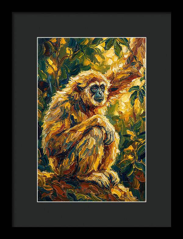 Gibbon Among Golden Leaves