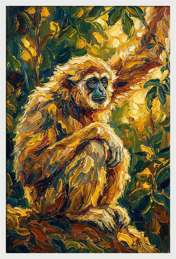 Gibbon Among Golden Leaves