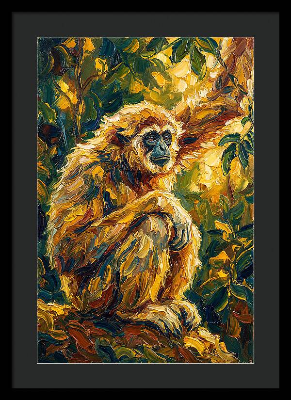 Gibbon Among Golden Leaves