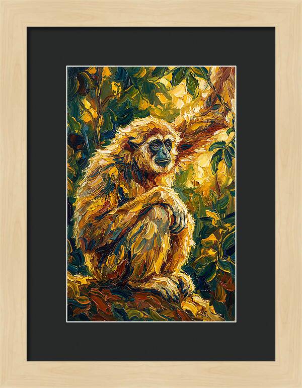 Gibbon Among Golden Leaves