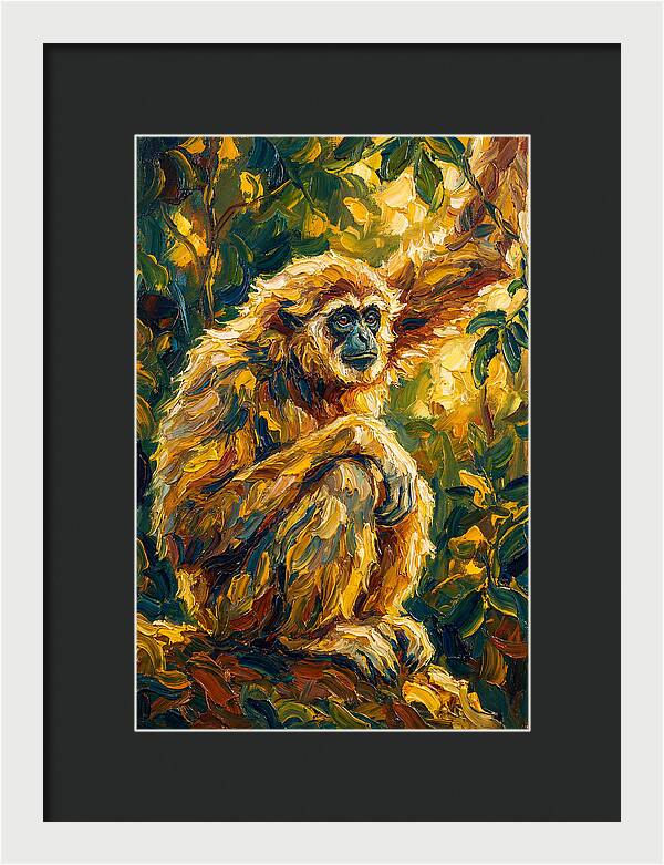 Gibbon Among Golden Leaves