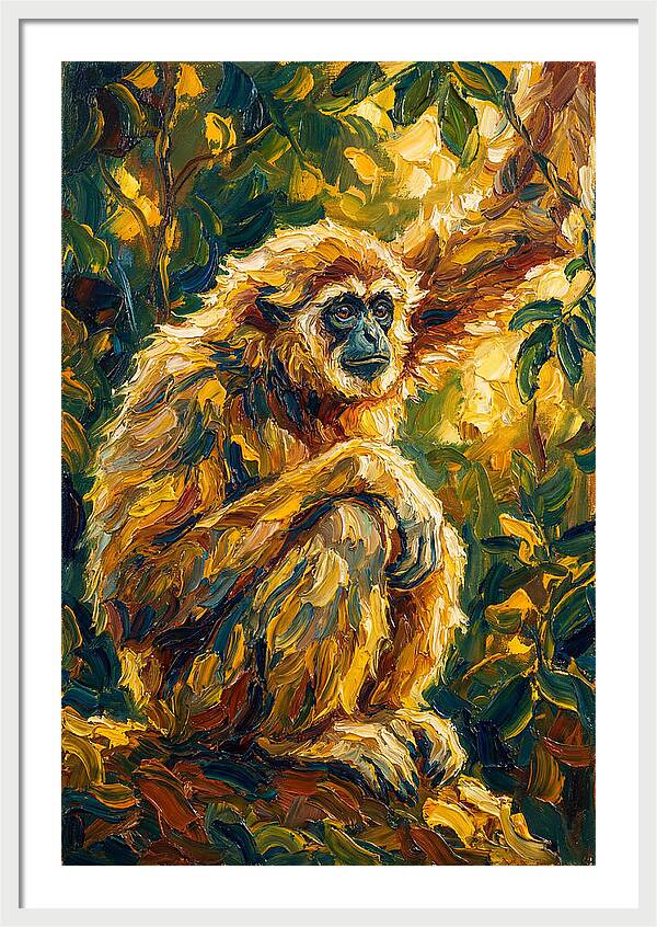 Gibbon Among Golden Leaves