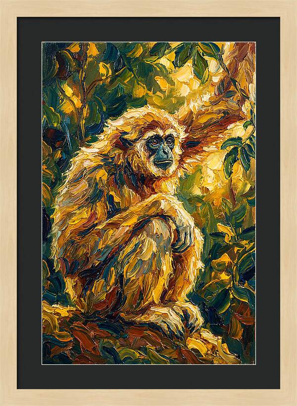 Gibbon Among Golden Leaves