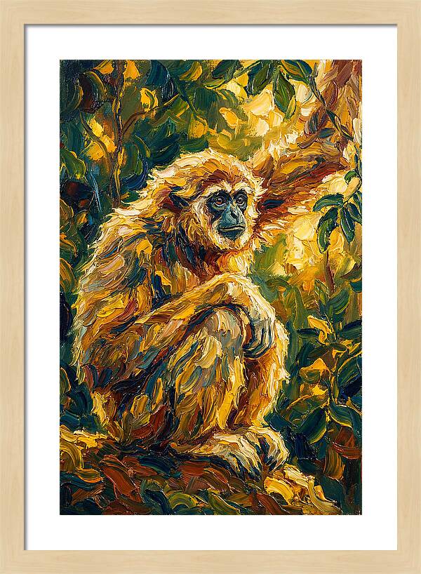 Gibbon Among Golden Leaves