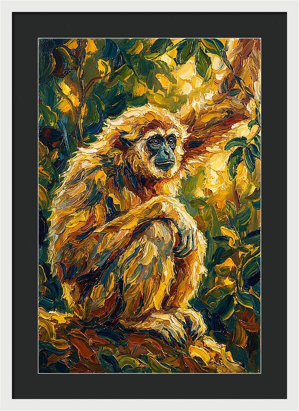 Gibbon Among Golden Leaves