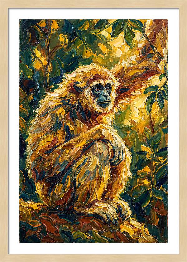 Gibbon Among Golden Leaves