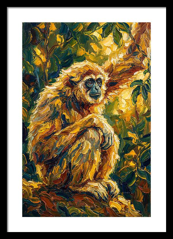 Gibbon Among Golden Leaves