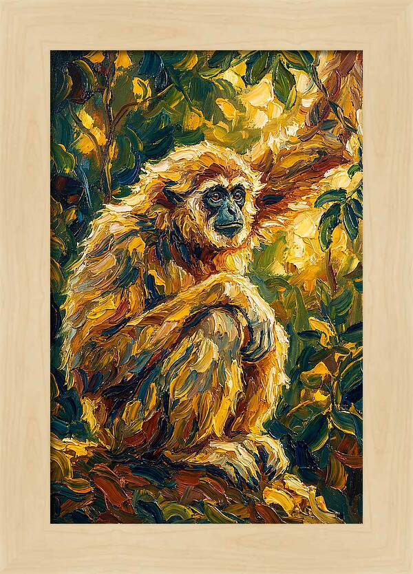 Gibbon Among Golden Leaves
