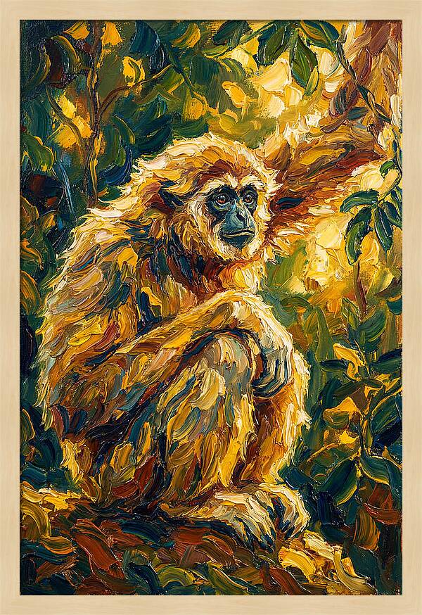 Gibbon Among Golden Leaves