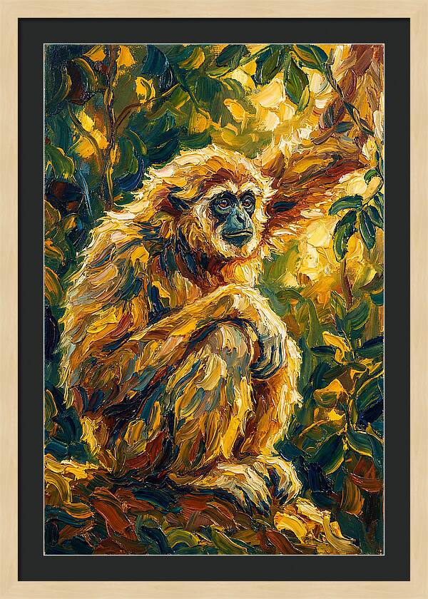 Gibbon Among Golden Leaves