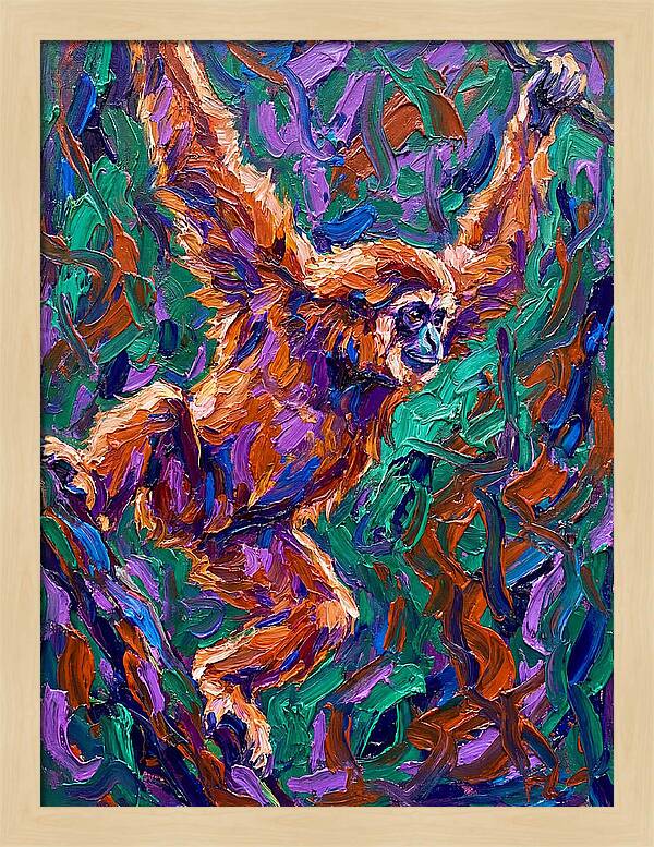 Gibbon In Vibrant Motion