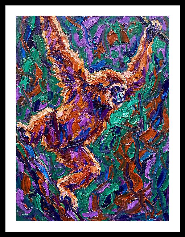 Gibbon In Vibrant Motion