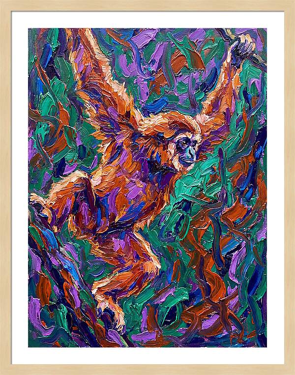 Gibbon In Vibrant Motion