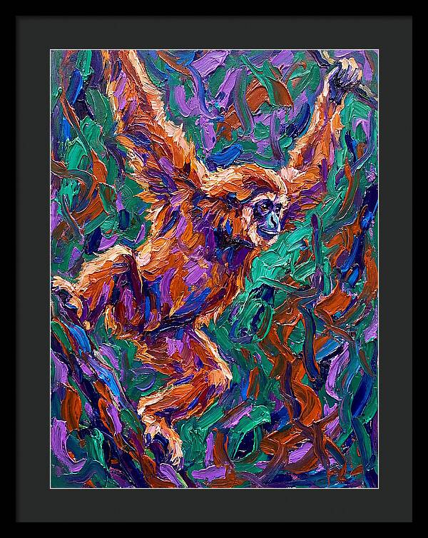 Gibbon In Vibrant Motion