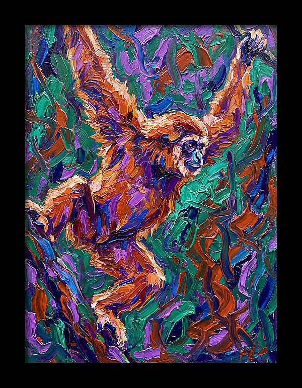 Gibbon In Vibrant Motion