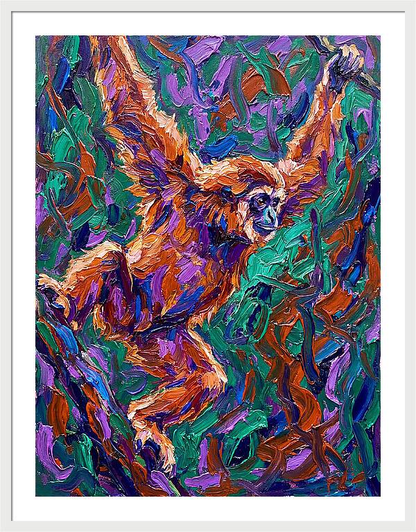 Gibbon In Vibrant Motion