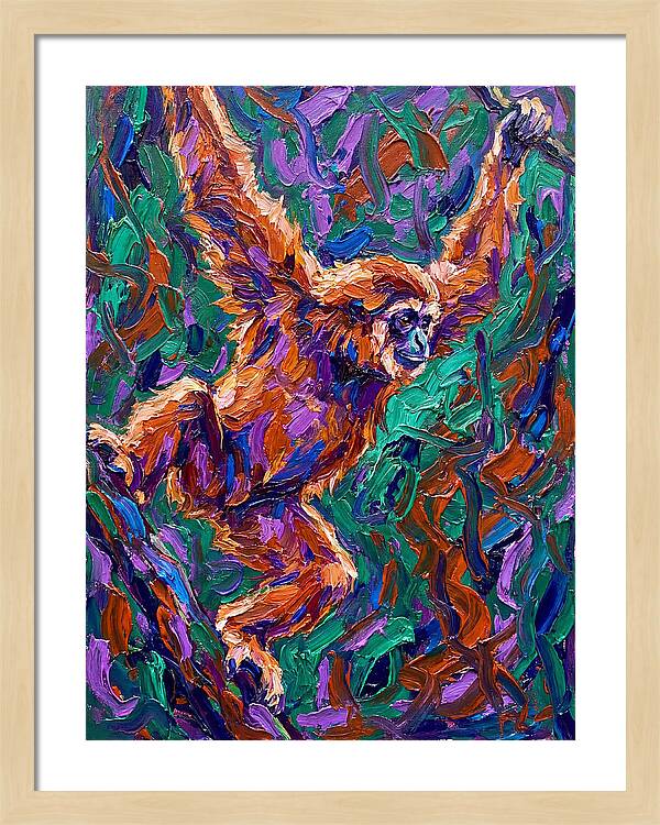 Gibbon In Vibrant Motion