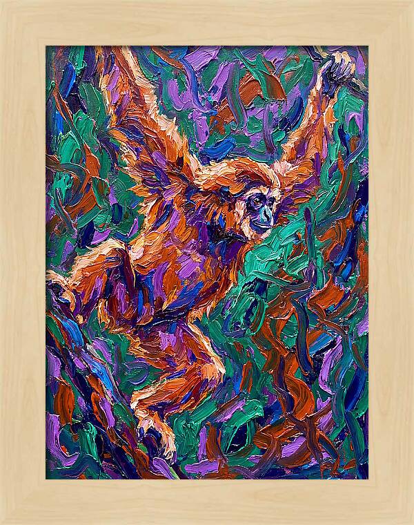 Gibbon In Vibrant Motion