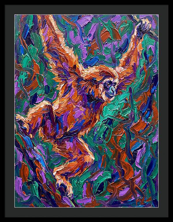 Gibbon In Vibrant Motion