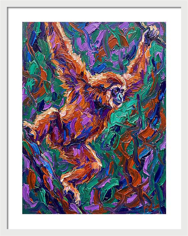 Gibbon In Vibrant Motion