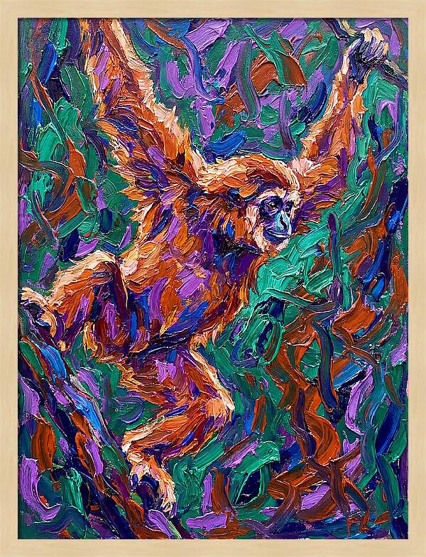Gibbon In Vibrant Motion