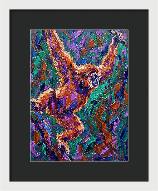 Gibbon In Vibrant Motion