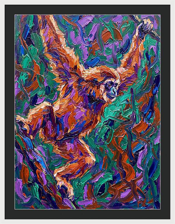 Gibbon In Vibrant Motion